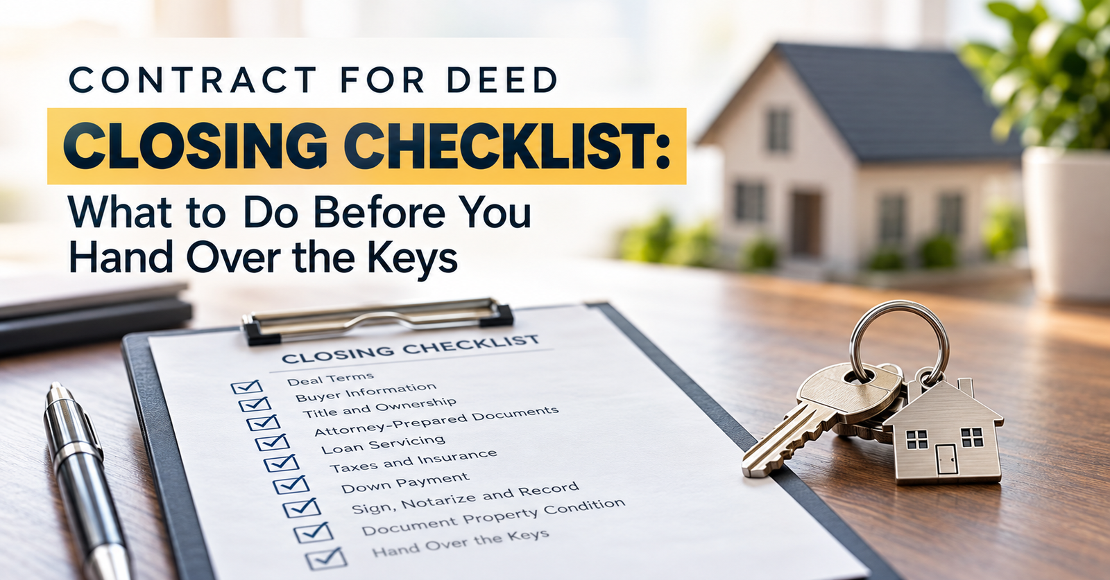 Contract for Deed Closing Checklist: What to Do Before You Hand Over the Keys